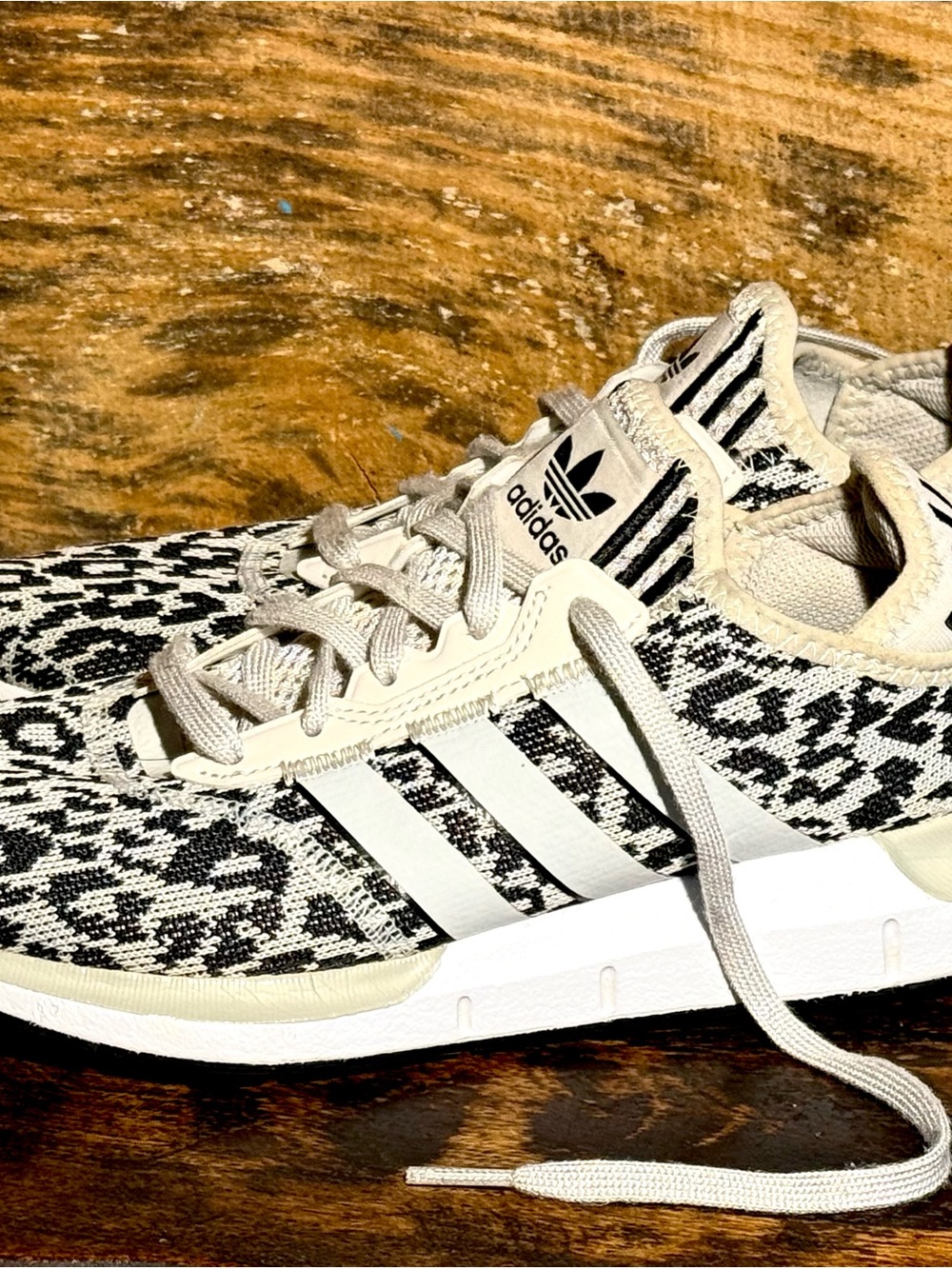 adidas Swift Run X Women's Athletic sneakers in Black & White Leopard Pattern